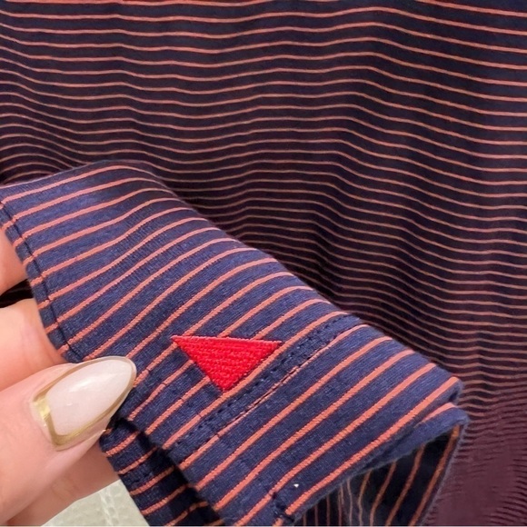 Untuckit mens wrinkle free polo shirt size M striped red & blue - Picture 7 of 10